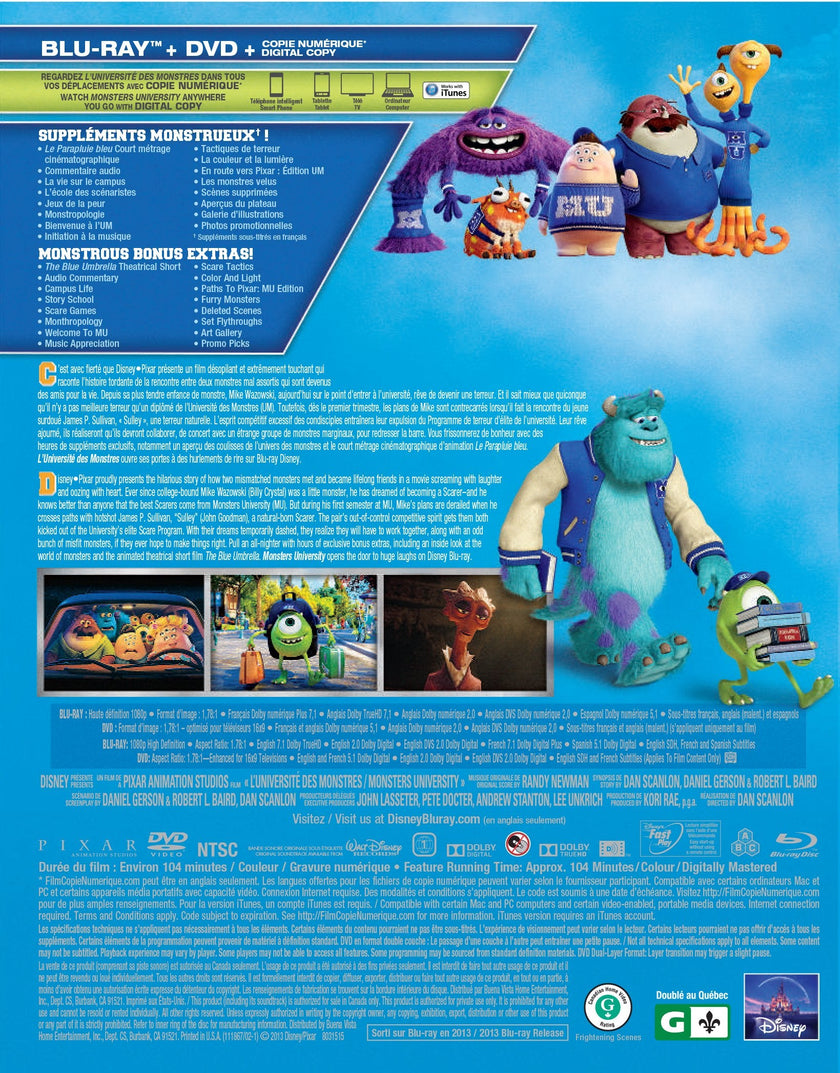 L’Université des Monstres: Édition de collection / Monsters University: Collector's Edition (Bilingual) [Blu-ray + DVD + Digital Copy]