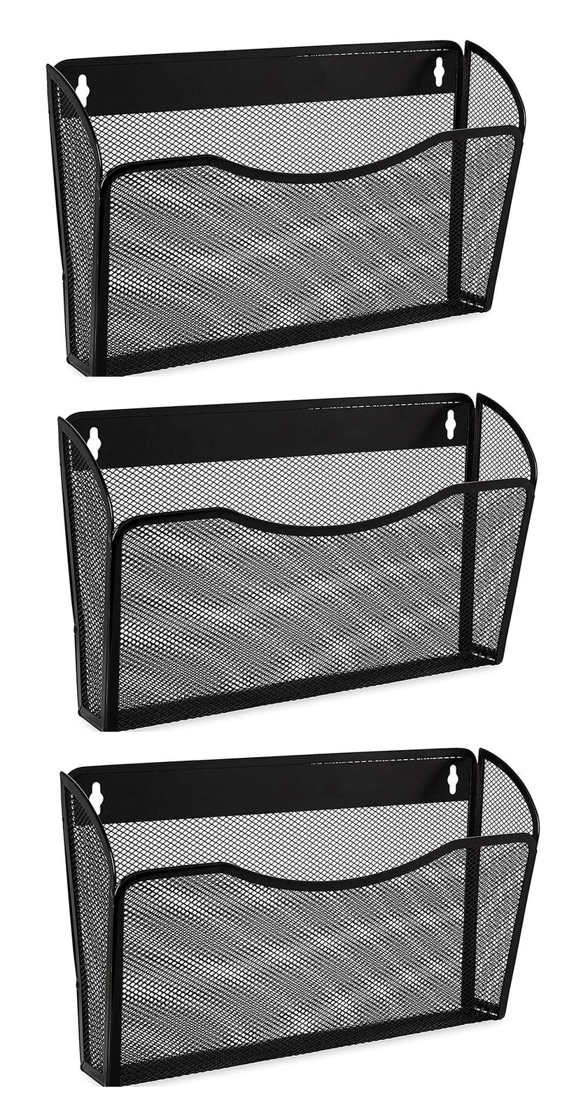 EASEPRES 3 Pack Mesh Wall Mounted File Holder Organizer Metal Hanging Vertical Paper Mails Rack Storage Wire Single Document Filling Holder Pocket for Office and Home, Black 🍁 All In One Marketplace Canada