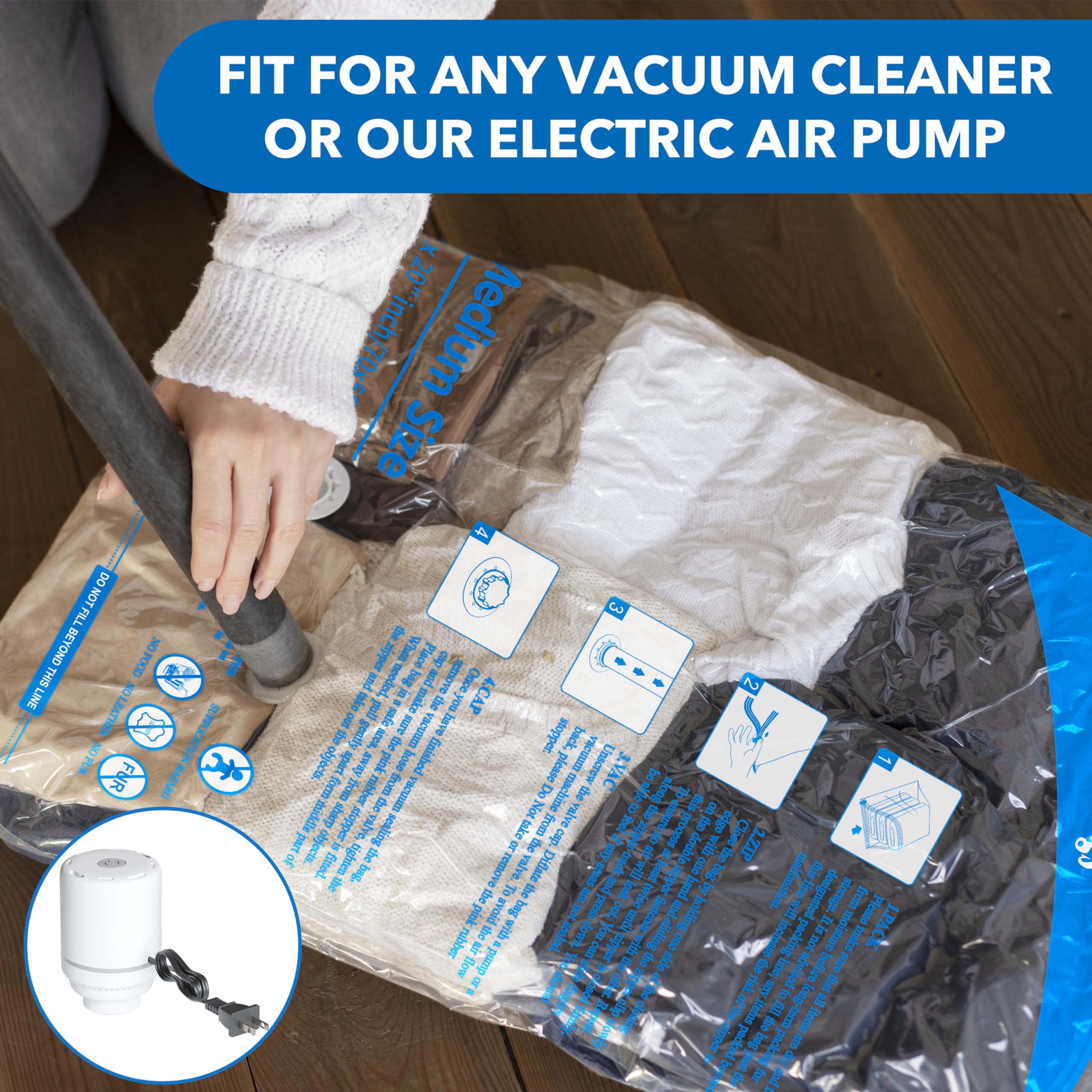 8 Pack Vacuum Storage Bags with Electric Air Pump，2 jumbo,2 large,2 midium,2 small bags,travel vacuum bags for luggage,vacuum seal bags for clothing travel 🍁 All In One Marketplace Canada