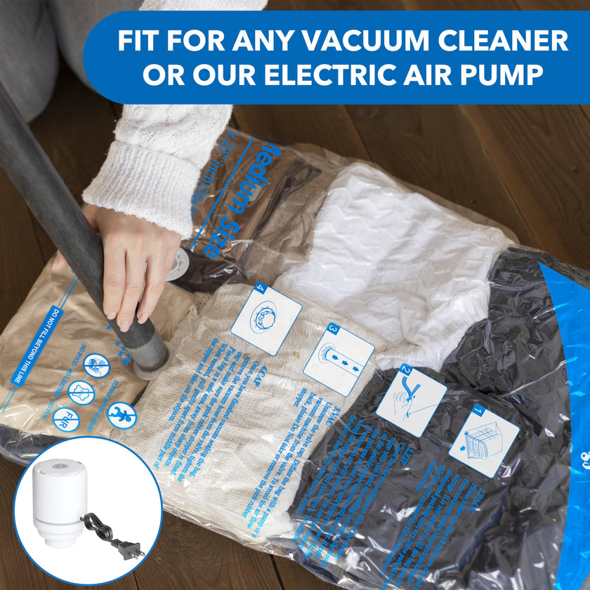 8 Pack Vacuum Storage Bags with Electric Air Pump，2 jumbo,2 large,2 midium,2 small bags,travel vacuum bags for luggage,vacuum seal bags for clothing travel 🍁 All In One Marketplace Canada