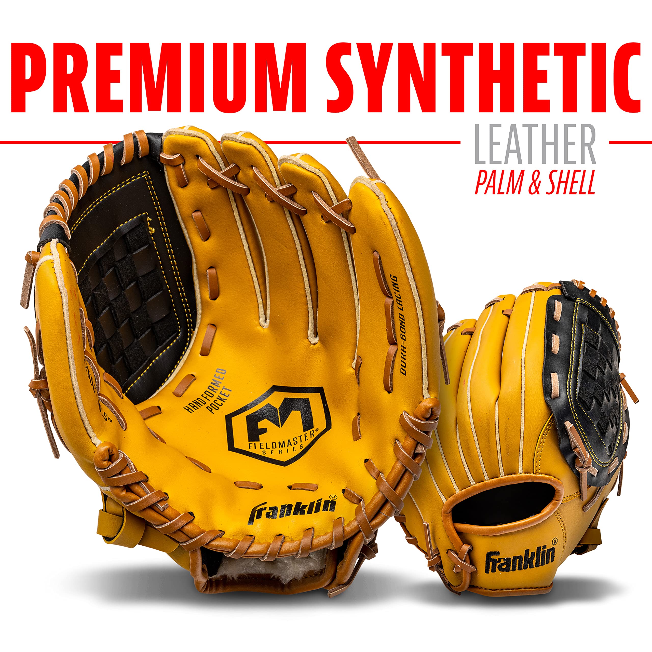 Franklin Sports Baseball and Softball Glove - Fieldmaster Adult + Youth Baseball Gloves - Mens + Womens Infield + Outfield Mitt - Right Hand Throw - 10.5