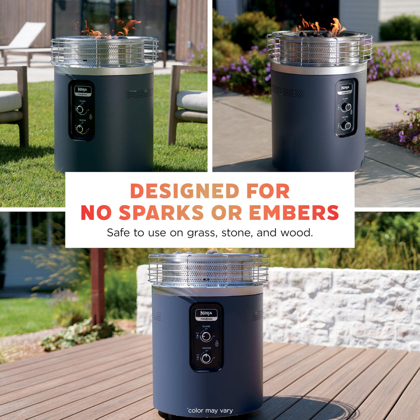 Ninja Fireside360 Smokeless Outdoor Fire Pit & Patio Heater – 3 Modes (Flame, Heat, Both), 80,000 BTUs, Propane Powered, Weather-Resistant, Hassle-Free Dial Control, OF101C (Canadian Version) 🍁 All In One Marketplace Canada