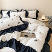 Embroidered Wide Edge Floral Washed Cotton Four-piece Duvet Cover Bedding Set