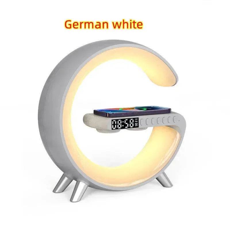 G shaped Wireless Phone Charging Night LED Lamp Bluetooth Speaker