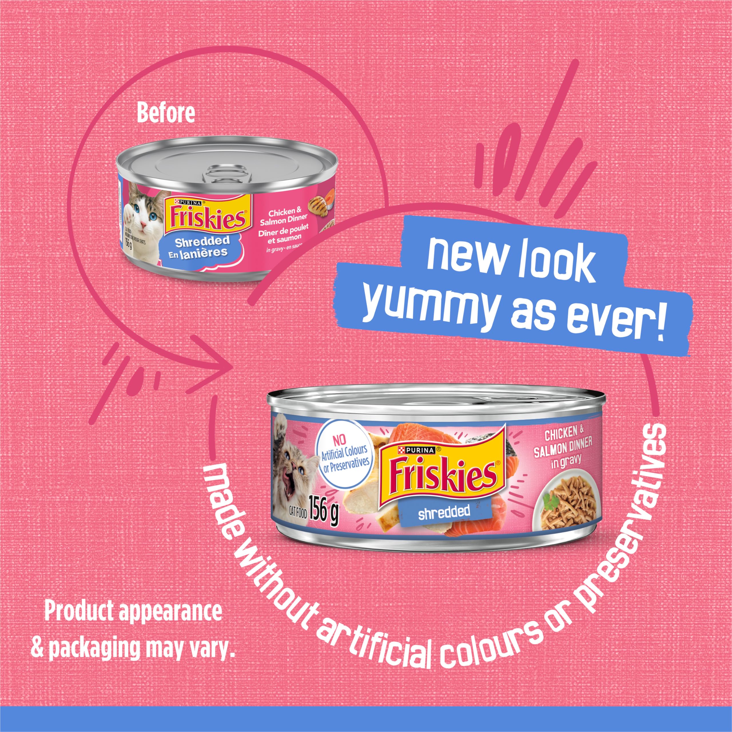 Friskies Wet Cat Food, Shredded Chicken & Salmon Dinner 156g (24 Pack) 🍁 All In One Marketplace Canada