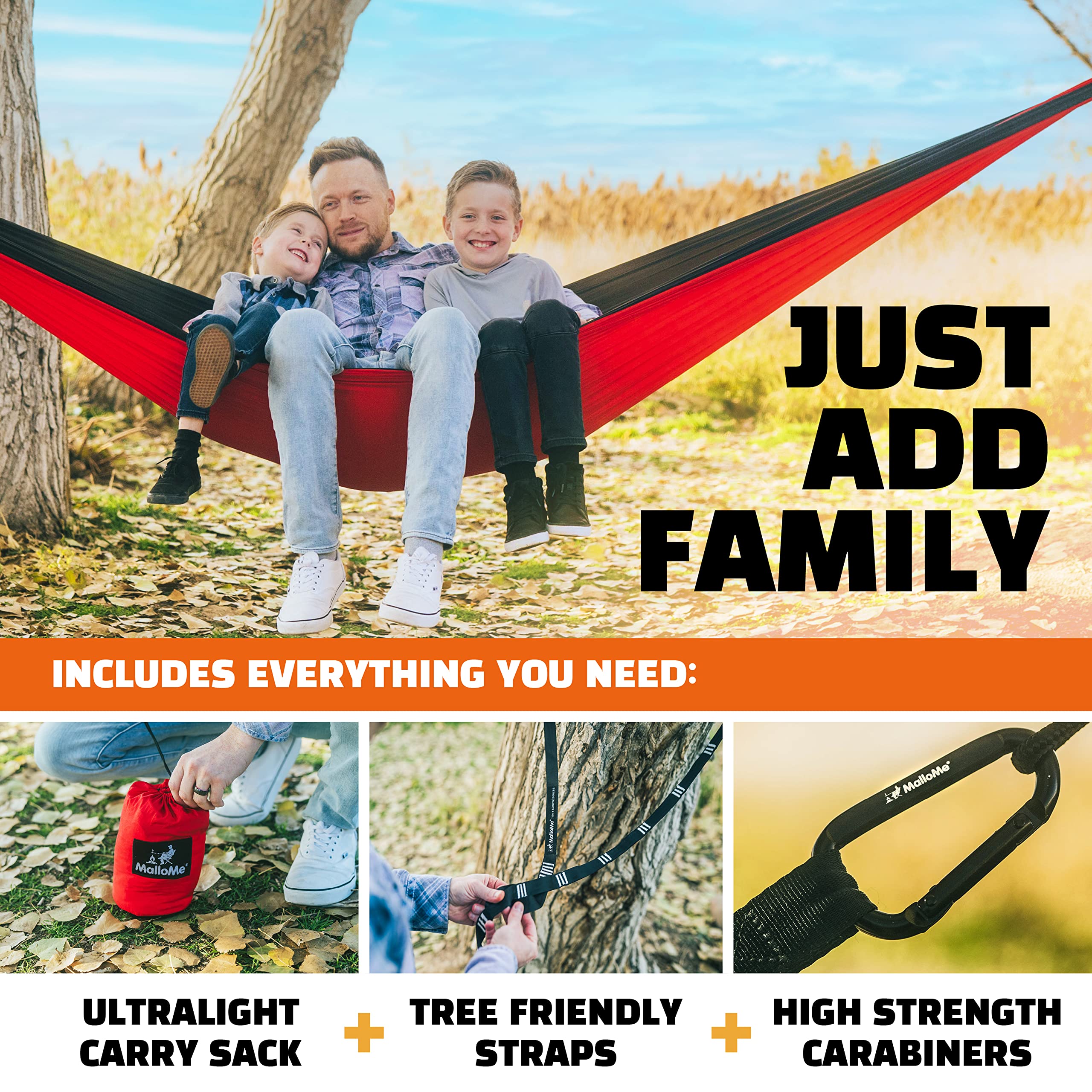 MalloMe Camping Hammock with Straps - Portable Outdoor Hammock for Adults, Kids - Single Hamac - 1 Person Hammocks - Tree Hamac Swing with Accessories - Hamock Tent for Travel - Hammocks for Outside 🍁 All In One Marketplace Canada