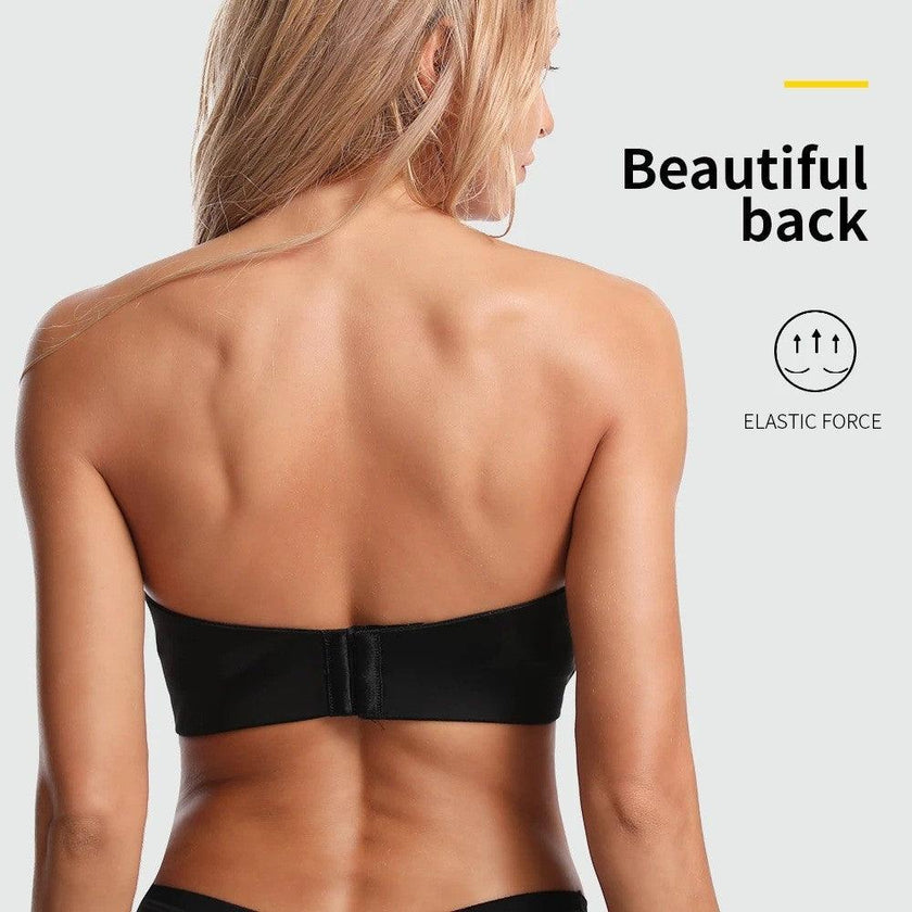 Women's Strapless Push-Up Bra with Front Buckle and Non-Slip Design