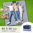 SAMSIER Large Outdoor Picnic Blankets Waterproof Foldable, Beach Blanket Sandproof Portable, Cute Picnic Mat Washable (Navy Blue, 80