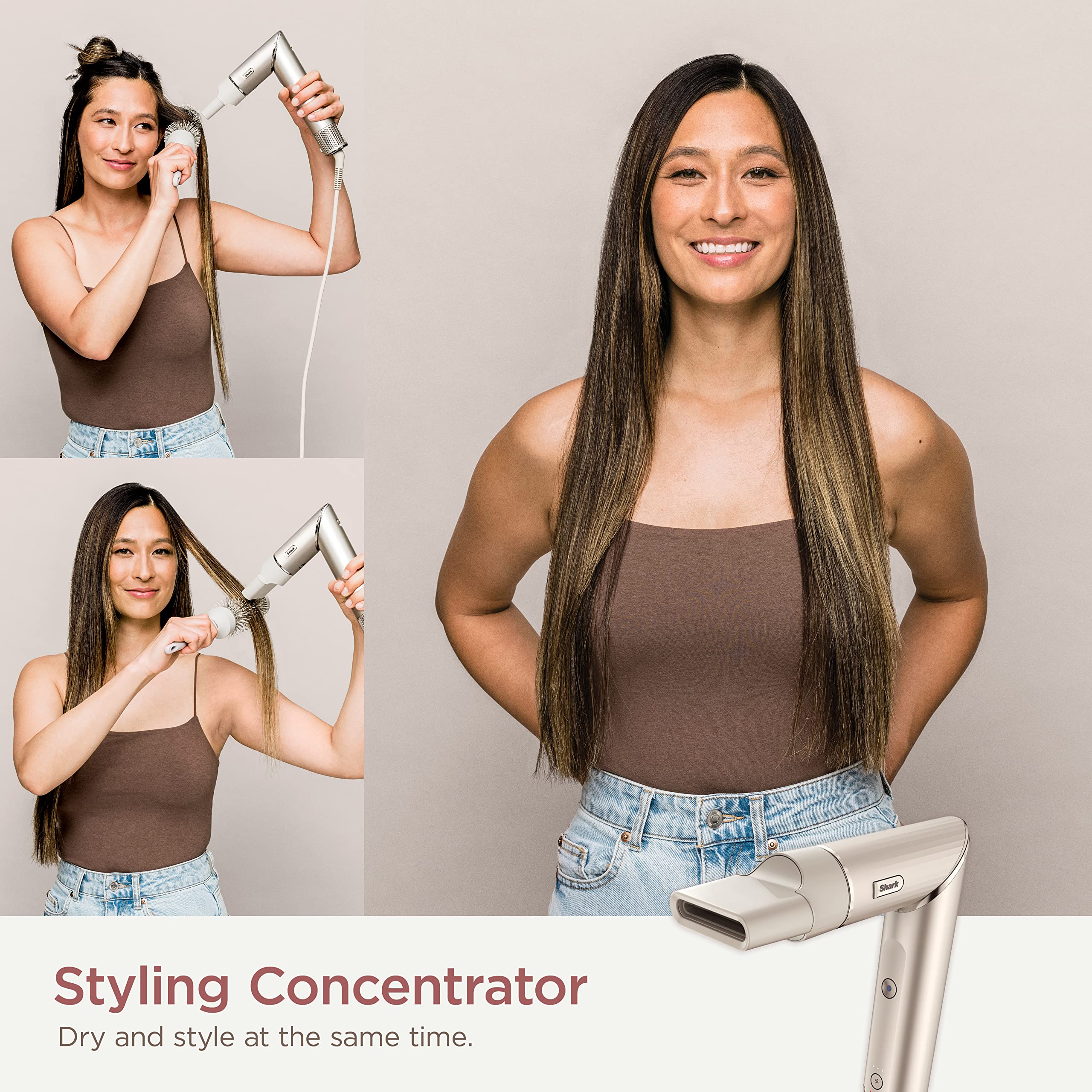 Shark FlexStyle Air Styling & Drying System, Powerful Hair Blow Dryer Multi-Styler Auto-Wrap Curlers, Curl-Defining Diffuser, Oval Brush & Concentrator Attachment, HD435C (Canadian Version), Stone 🍁 All In One Marketplace Canada