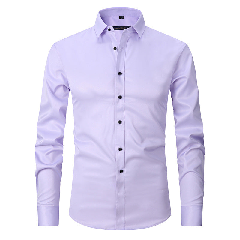 Men's Long Sleeve Business Casual Shirt – Loose Fit, 10 Colors, S–8XL | Canada & USA