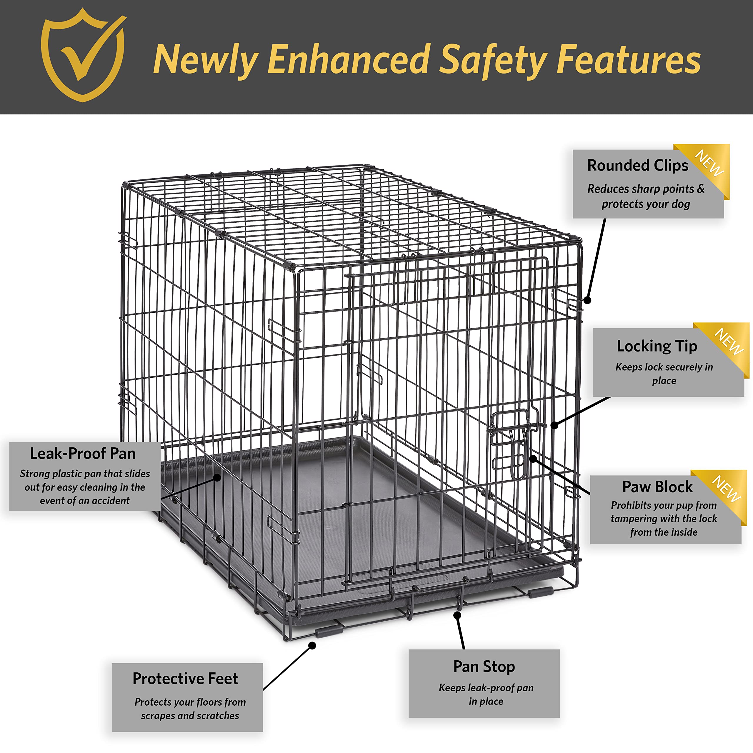 MidWest Homes for Pets 30-Inch New World Crate for Medium Breeds, 21-40 lbs, Single Door Folding Dog Crate, Leak-Proof Tray & Secure Latch, Portable, Durable & Easy to Assemble 🍁 All In One Marketplace Canada