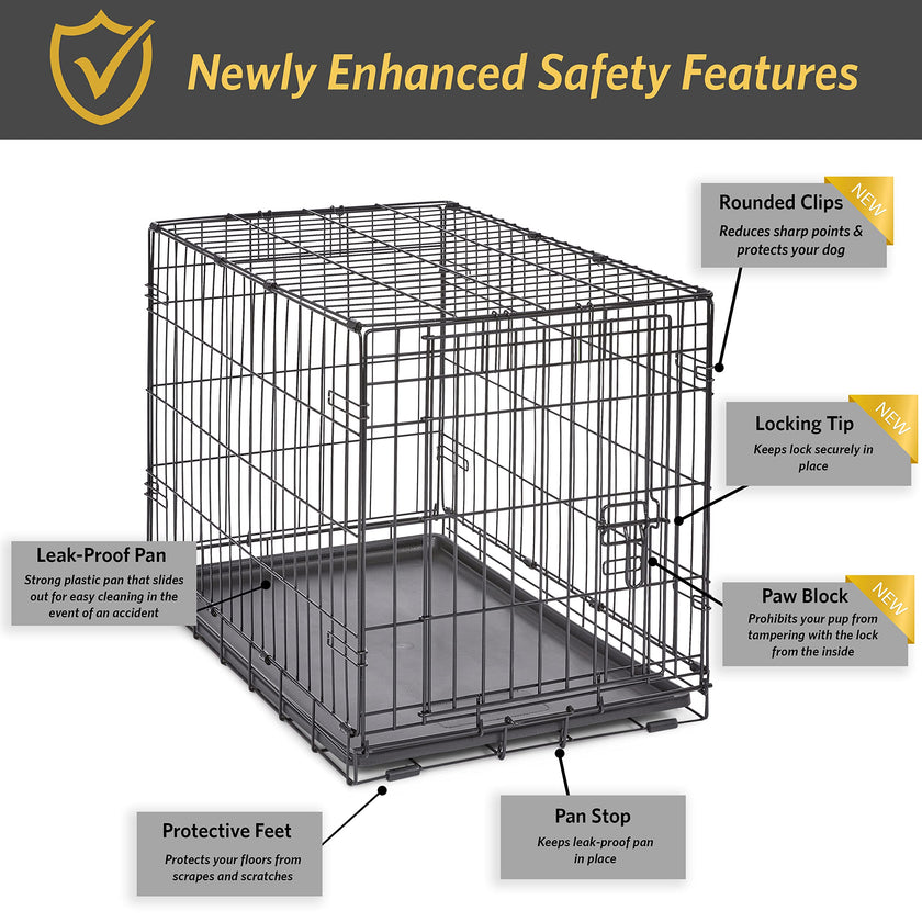 MidWest Homes for Pets 30-Inch New World Crate for Medium Breeds, 21-40 lbs, Single Door Folding Dog Crate, Leak-Proof Tray & Secure Latch, Portable, Durable & Easy to Assemble 🍁 All In One Marketplace Canada
