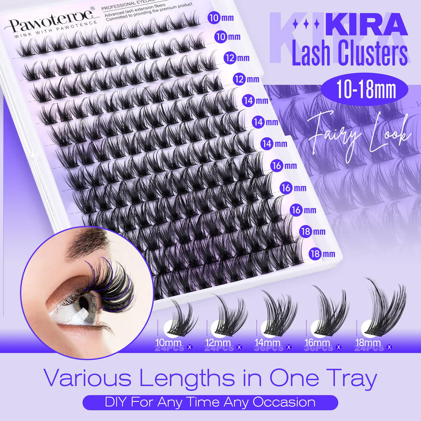 Pawotence Lash Clusters Wispy Cluster Eyelash Extensions 10-18mm Individual Lashes D Curl Cluster Lashes Extension DIY Soft Comfortable Eyelash Clusters with Thin Band 🍁 All In One Marketplace Canada
