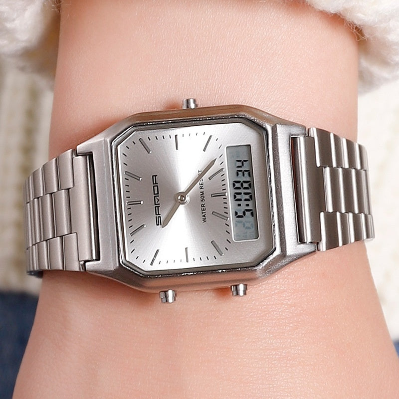 Men's Business Quartz Watch – Simple Dual Display Wristwatch