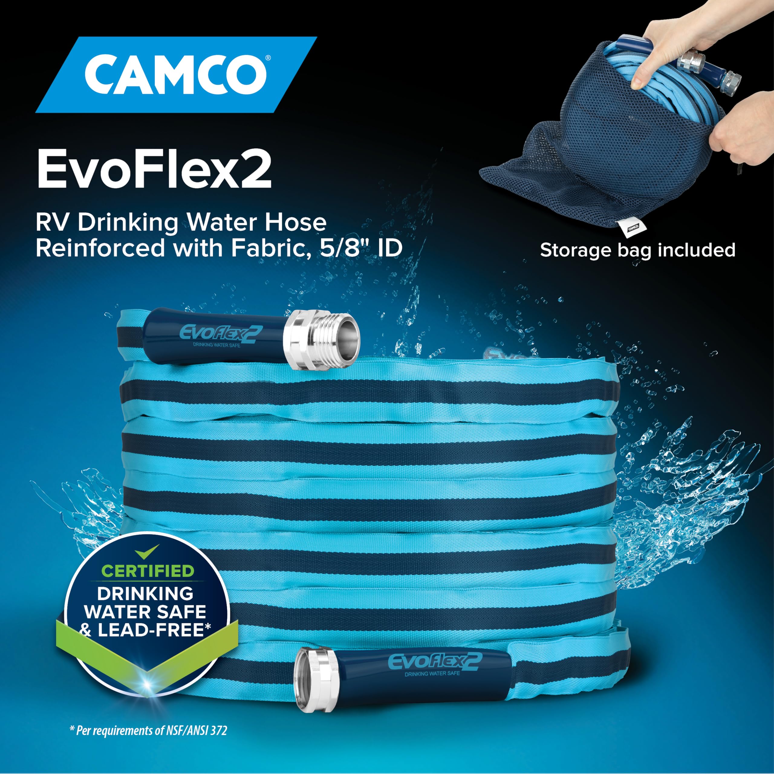 Camco EvoFlex2 50-ft Drinking Water Hose - RV Drinking Water Hose Reinforced with Fabric & Ultra Lightweight - Contains No Lead, No BPA & No Phthalate - Abrasion Resistant (22579) 🍁 All In One Marketplace Canada
