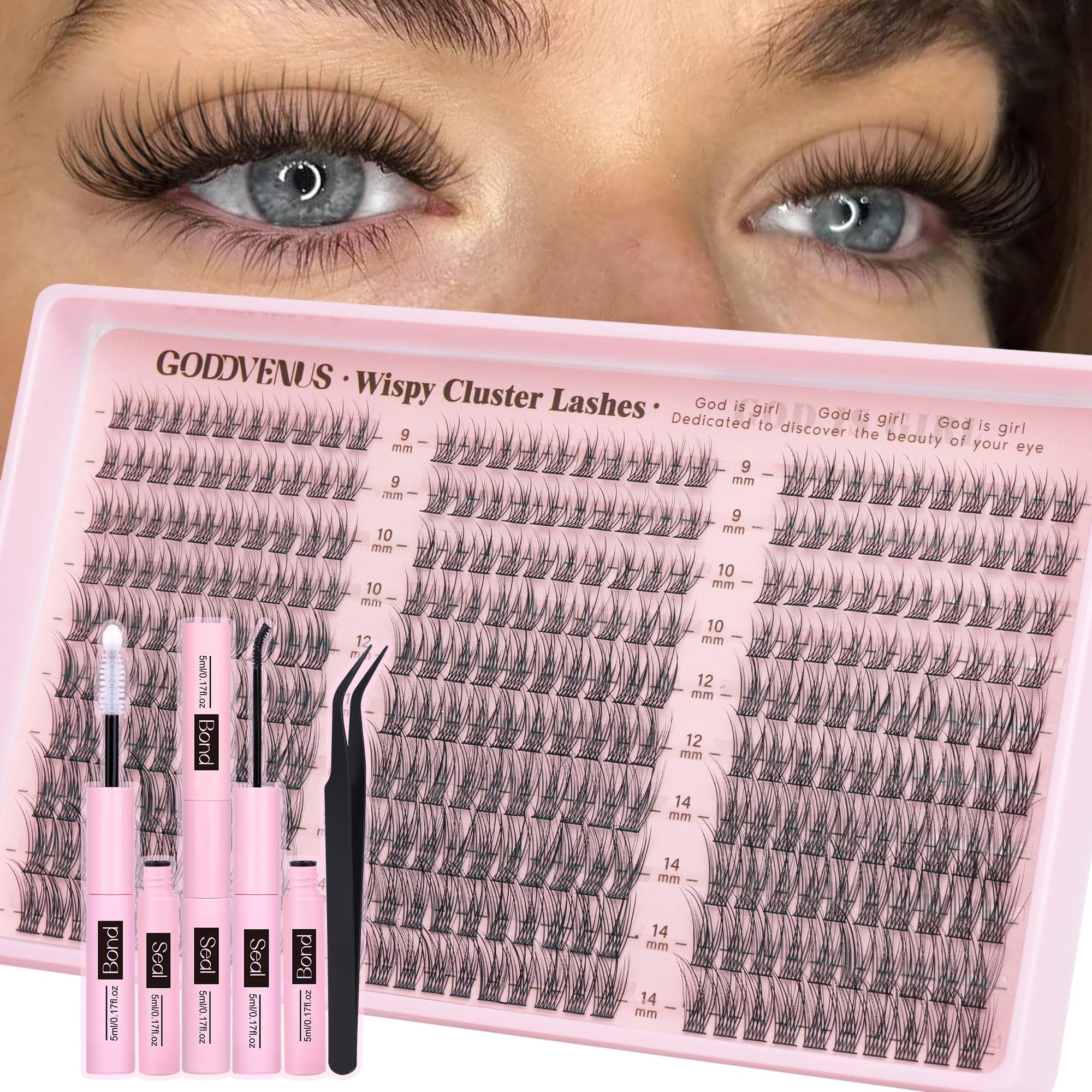 Goddvenus Lash Clusters Kit 9-14mm 300pcs Wispy Eyelash Cluster Lashes Natural DIY Lash Extension Kit Short Cluster Eyelash Extensions C Curl 🍁 All In One Marketplace Canada