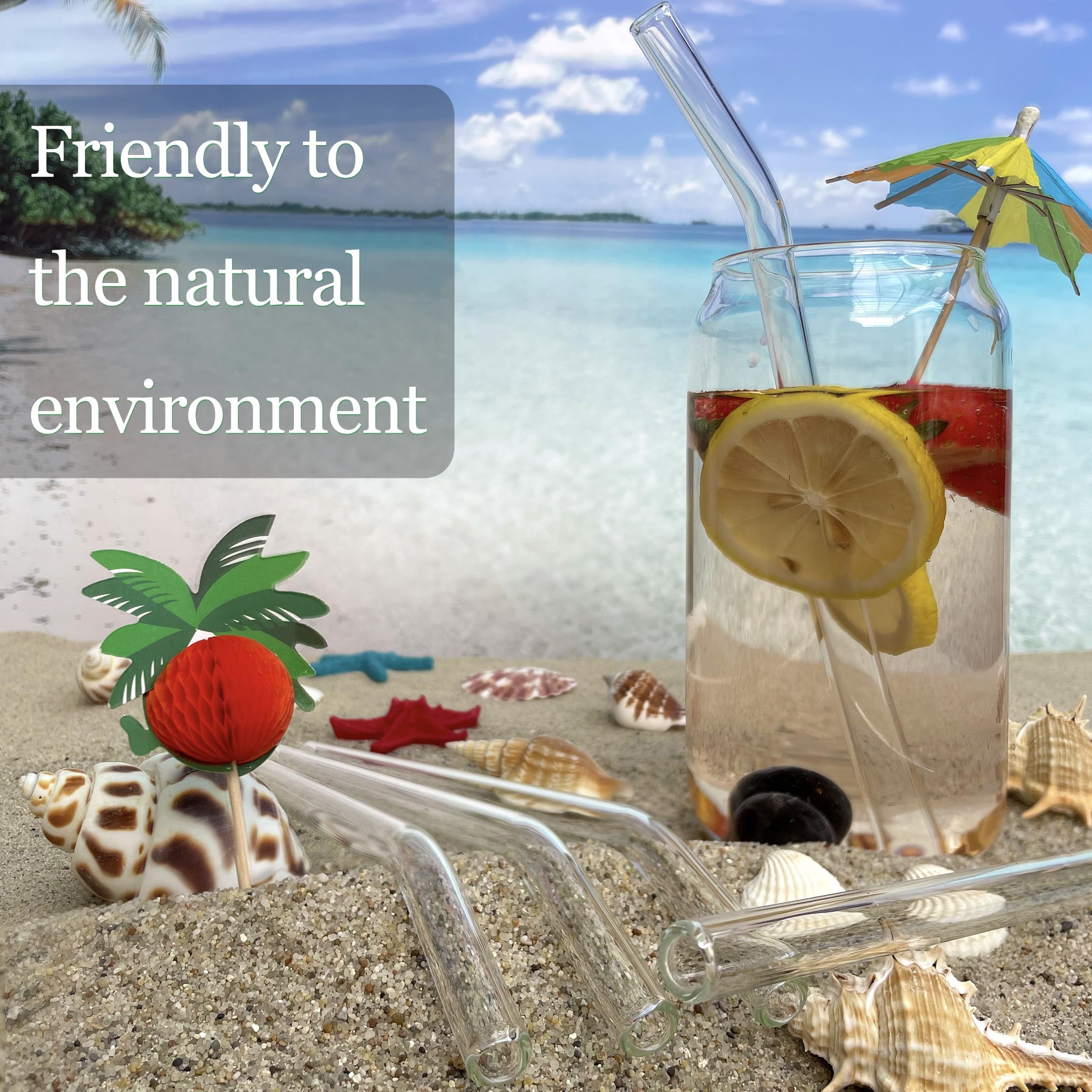 Nafender 10-Pack Glass Straws Reusable Drinking Straw Including 4 Straight and 4 Bent Straws & 2 Extra Wide Smoothie Straw with 2 Cleaning Brushes 🍁 All In One Marketplace Canada