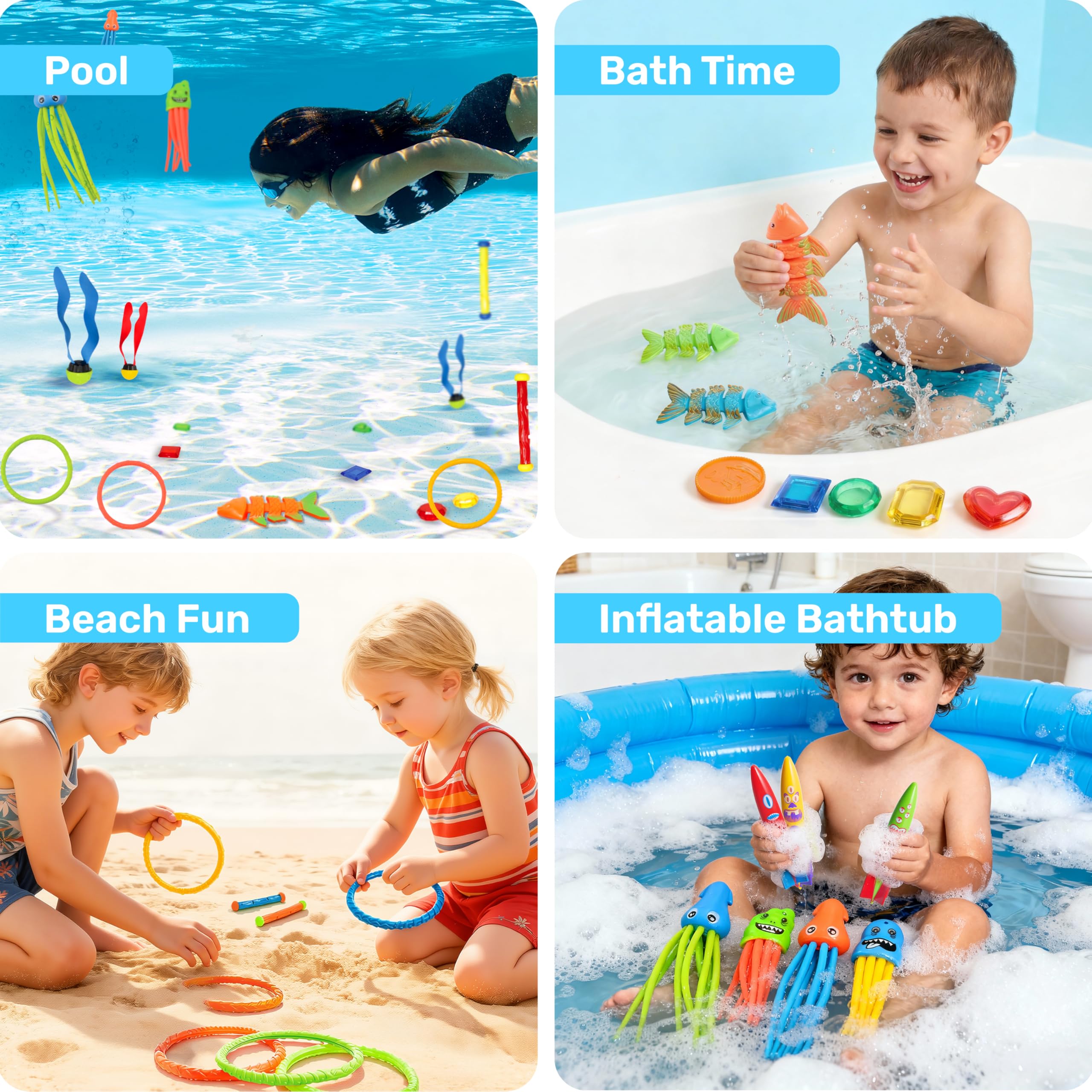 Sloosh 30 Pcs Diving Pool Toys for Kids Ages 3-12 Jumbo Set with Storage Bag Pool Games Summer Swim Water FishToys 🍁 All In One Marketplace Canada