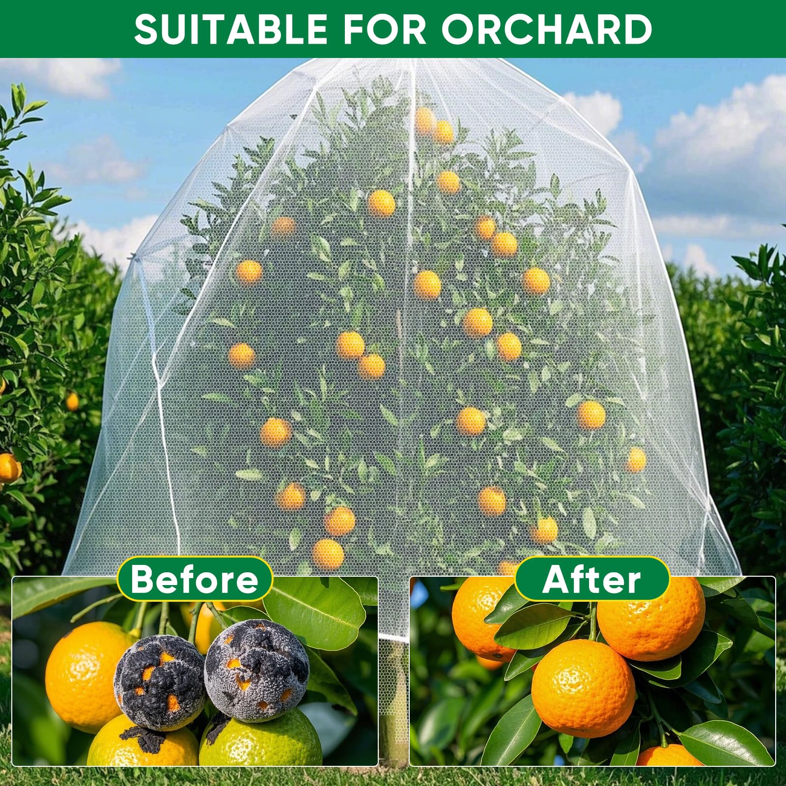 Ultra Fine Insect Mesh Garden Netting 3M x 15M, Extra Large Insect & Bird Barrier Netting, Crop Protection Plants Netting for Vegetables, Fruit Trees, Greenhouse, Customizable Plant Cover Protection 🍁 All In One Marketplace Canada