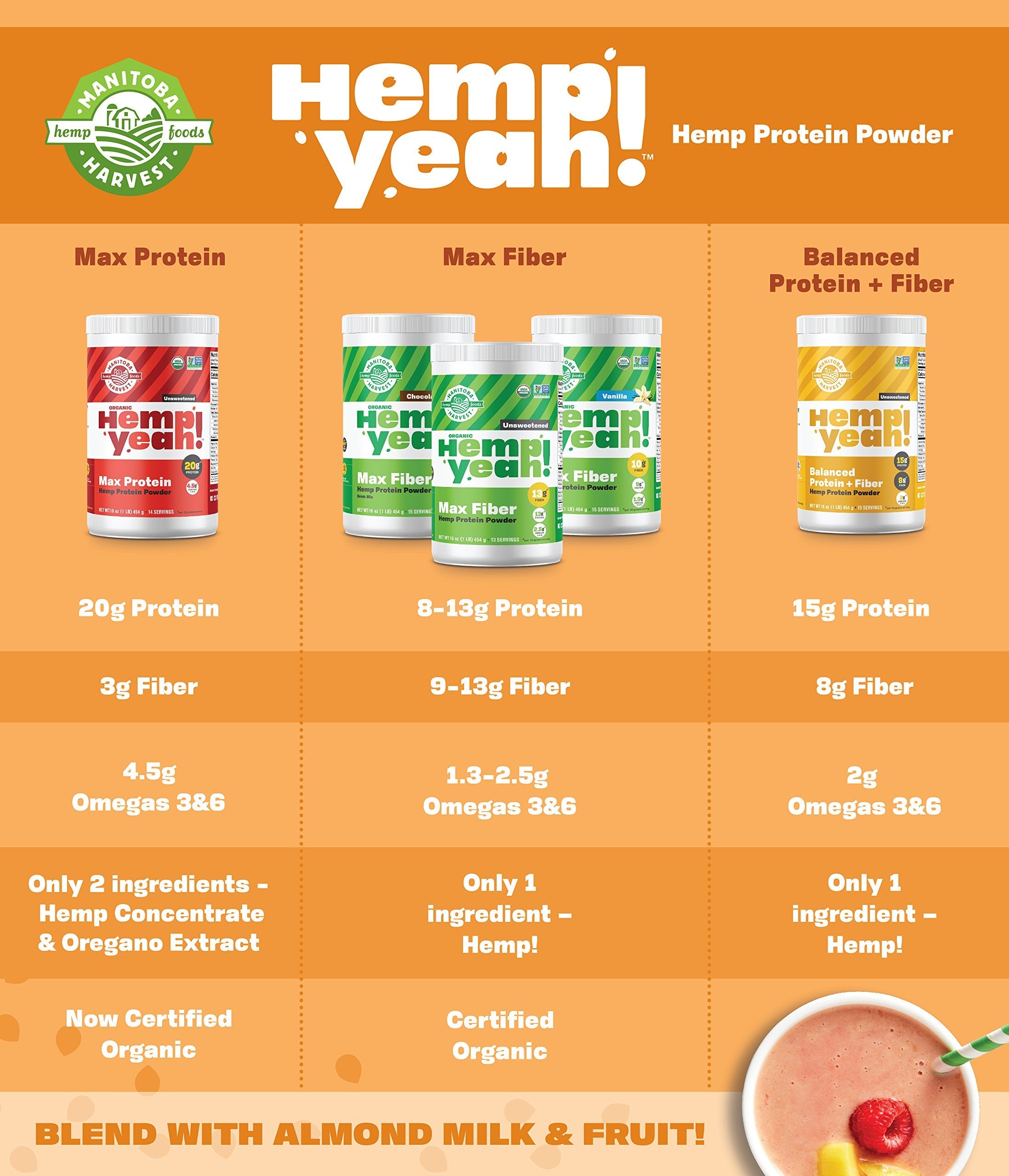 Manitoba Harvest Organic Max Protein Powder, Unsweetened, 454 g 🍁 All In One Marketplace Canada