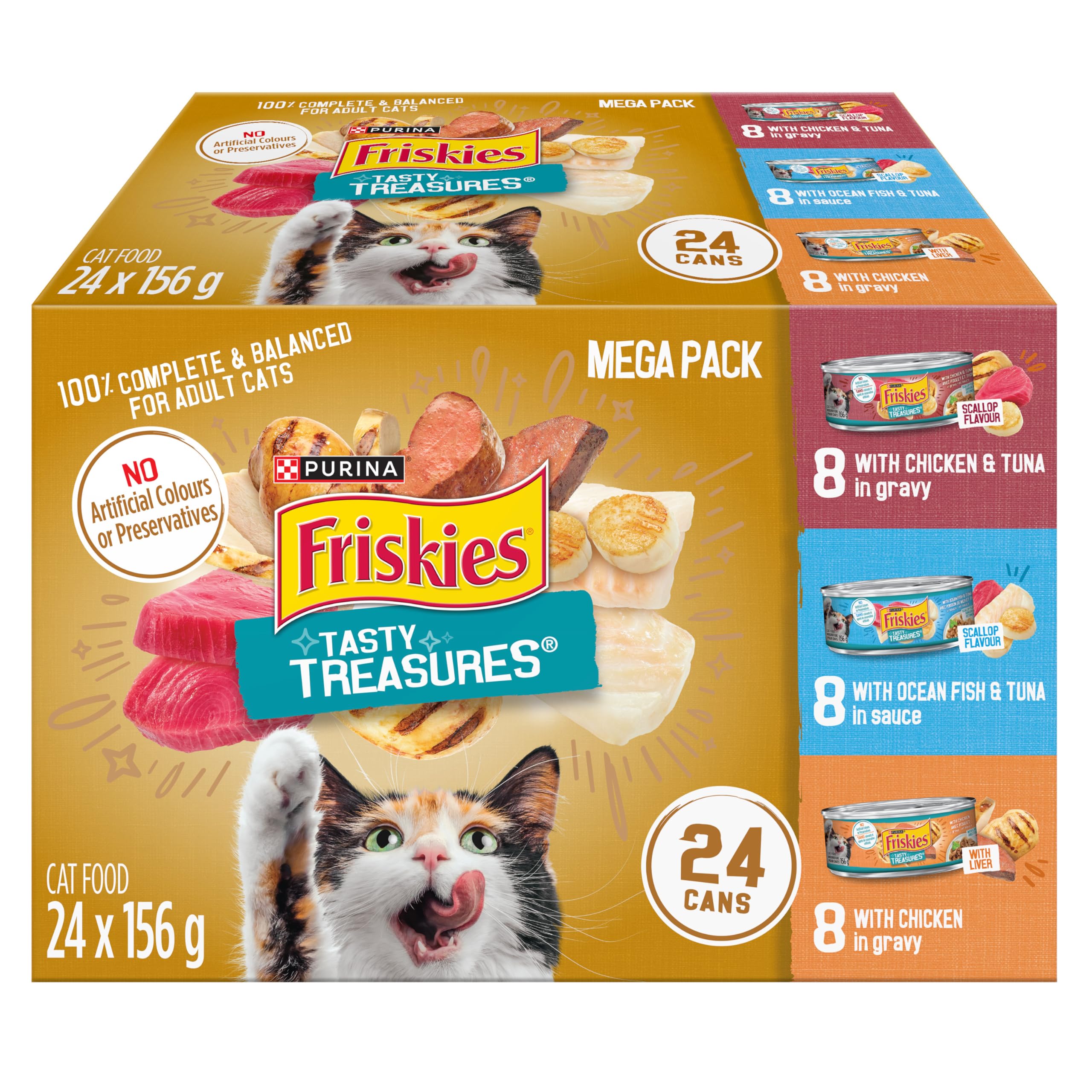 Friskies Tasty Treasures Wet Cat Food, Poultry & Fish Combo Variety Pack 3 Flavours - 156 g Can (24 Pack) 🍁 All In One Marketplace Canada