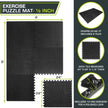 ProsourceFit Exercise Puzzle Mat 1/2-inch, EVA Interlocking Foam Floor Tiles for Home Gym, Workout Equipment, Kids Play Areas, Black, 24 SQ FT - 6 Tiles 🍁 All In One Marketplace Canada