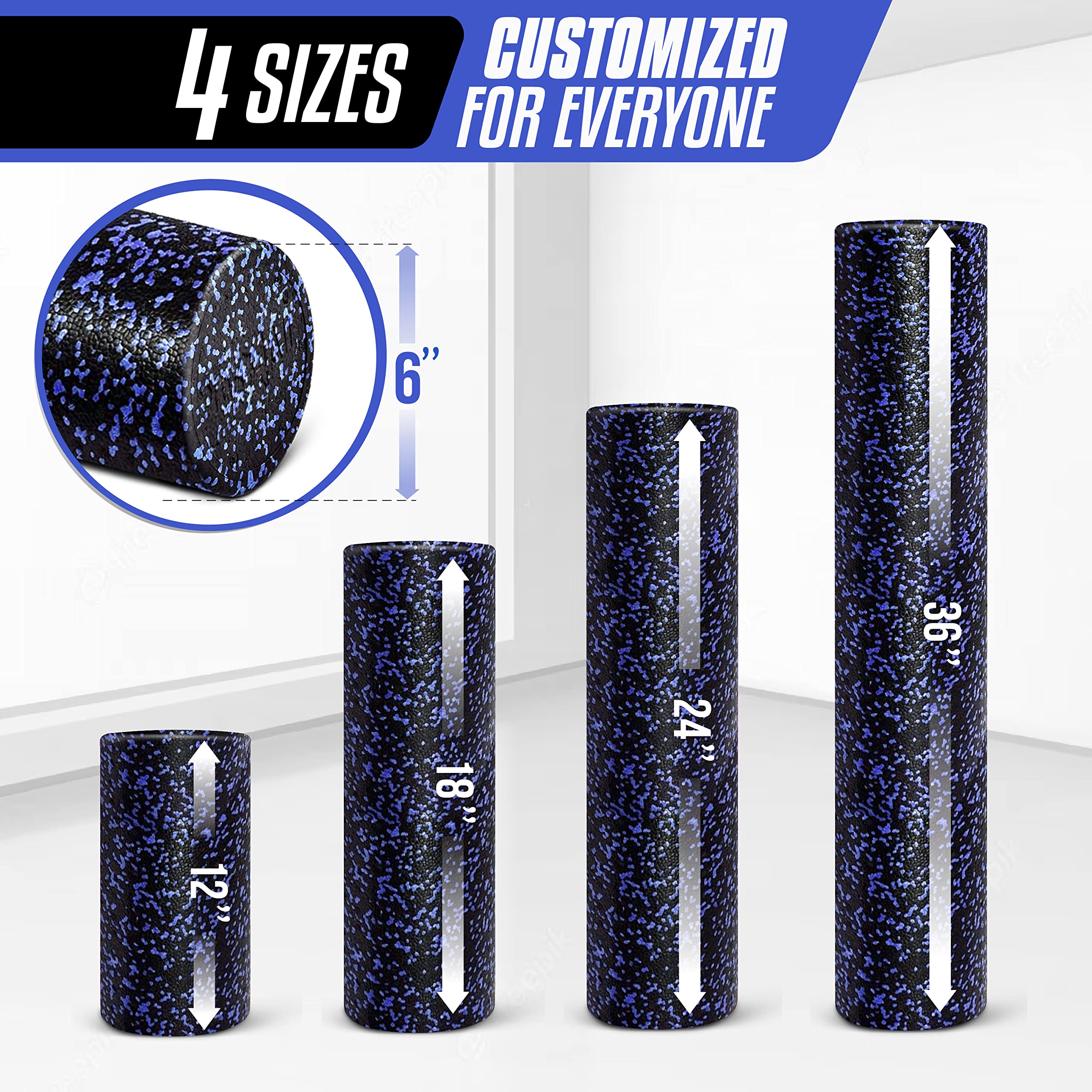 Yes4All High-Density EPP Round Back Roller Foam, Foam Roller for Yoga, Pilates & Stretching - 12, 18, 24, 36 inch 🍁 All In One Marketplace Canada