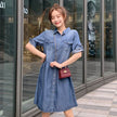 Casual Short sleeve Loose denim dress