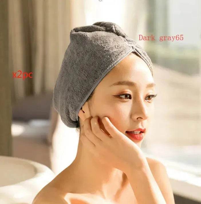 Women's Microfiber Hair Dryer Cap Absorbent Hair Towel.