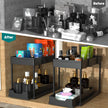 DEKAVA Under Sink Organizer 2 Pack, Bathroom Organizers, 2 Tier Sliding Cabinet Basket Organizer Drawer, Multi-Purpose Bath Collection Baskets for Bathroom (Black) 🍁 All In One Marketplace Canada