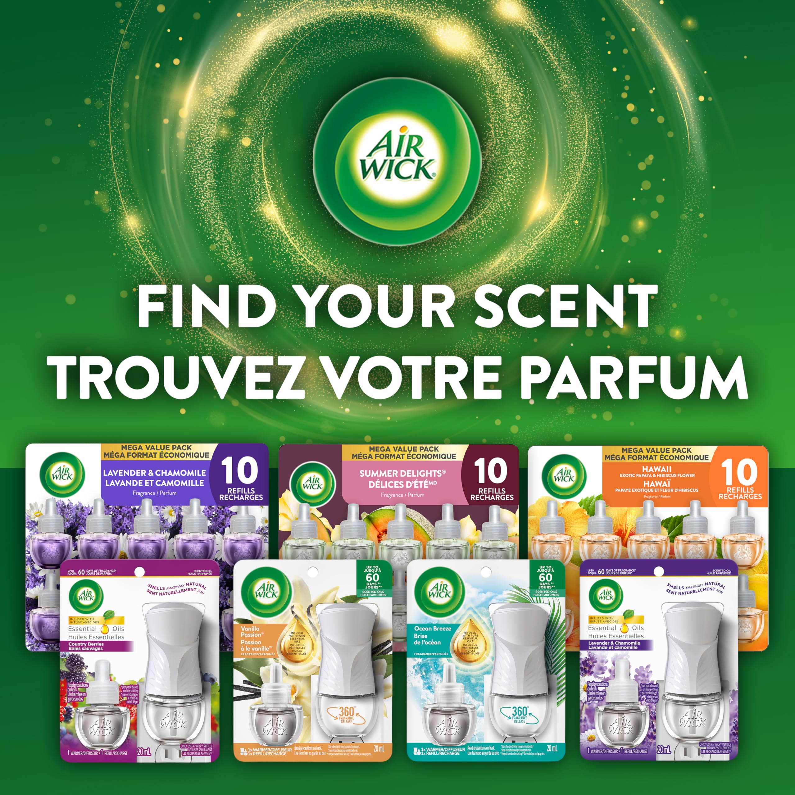 Air Wick Plug In Scented Oil Air Freshener for Home – Infused with Essential Oils, Adjustable Fragrance Control – Crisp Linen Scen – Includes 2 Warmers & 5 Refills 🍁 All In One Marketplace Canada