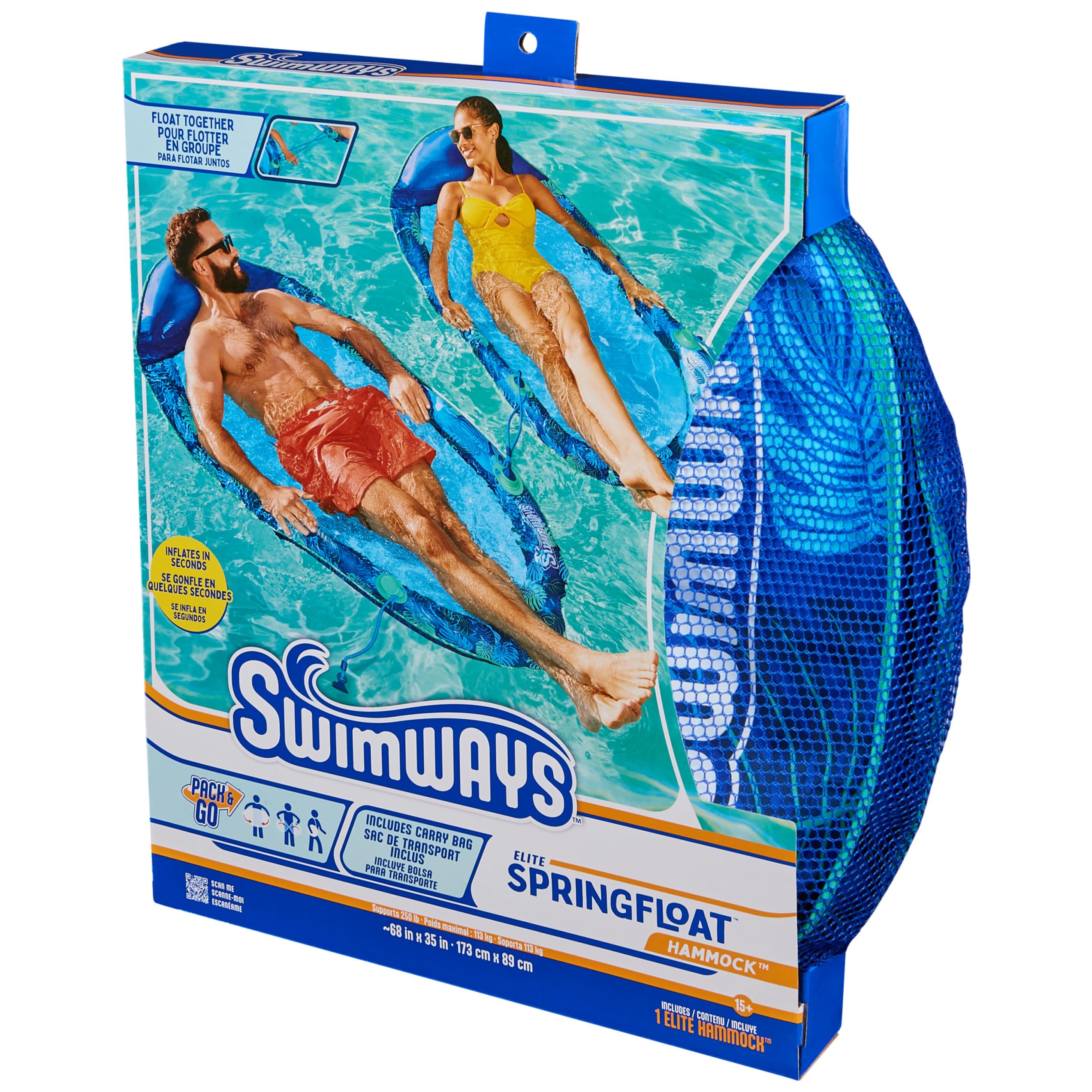 Swimways Elite Spring Float Hammock Pool Lounger, Inflatable Pool Floats Adult with Fast Inflation, Pool Hammock for Adults up to 250 lbs 🍁 All In One Marketplace Canada