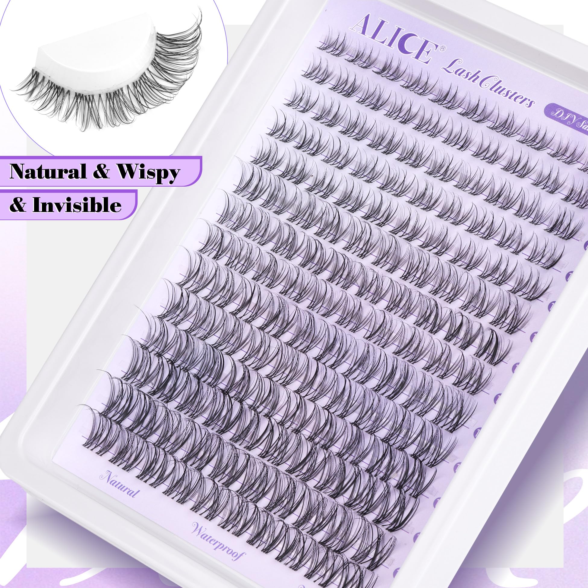 Wispy Lash Clusters Invisible Band Natural Lash Extensions Waterproof 8-16mm Cluster Eyelash Extension D Curl DIY Individual Cluster Lashes by ALICE 🍁 All In One Marketplace Canada