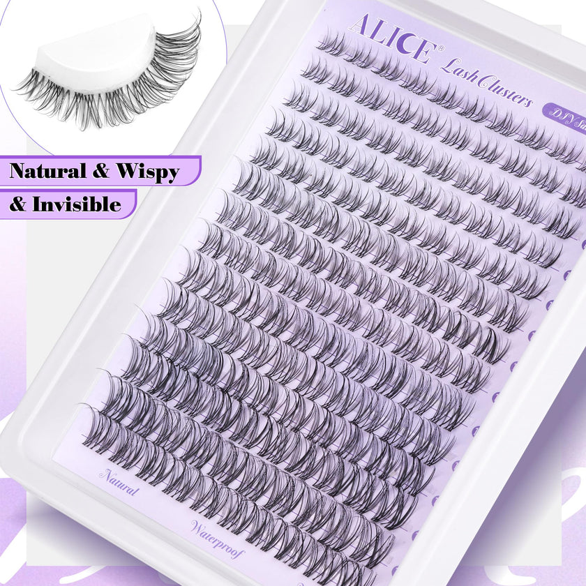 Wispy Lash Clusters Invisible Band Natural Lash Extensions Waterproof 8-16mm Cluster Eyelash Extension D Curl DIY Individual Cluster Lashes by ALICE 🍁 All In One Marketplace Canada