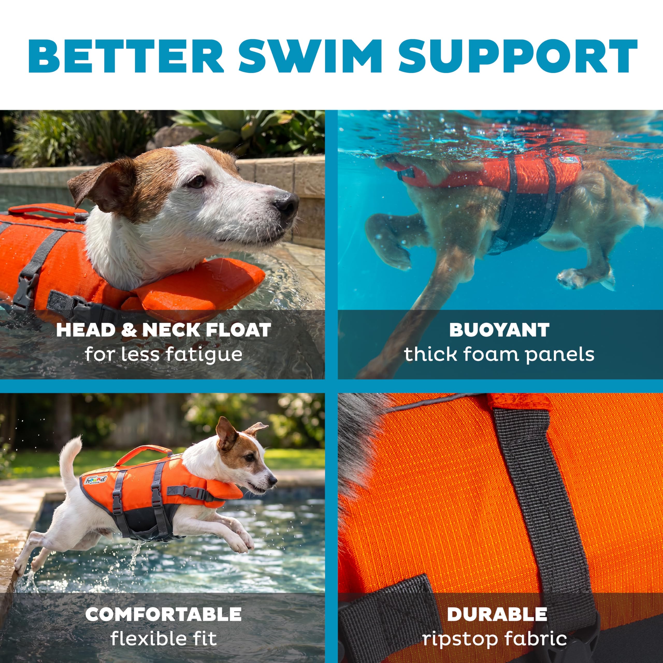 Outward Hound Granby Splash Dog Life Jacket with Handle, Reflective Floating Vest for Swimming & Boating, Maximum Buoyancy, All Skill Levels, Small Dogs & Puppies (16–20