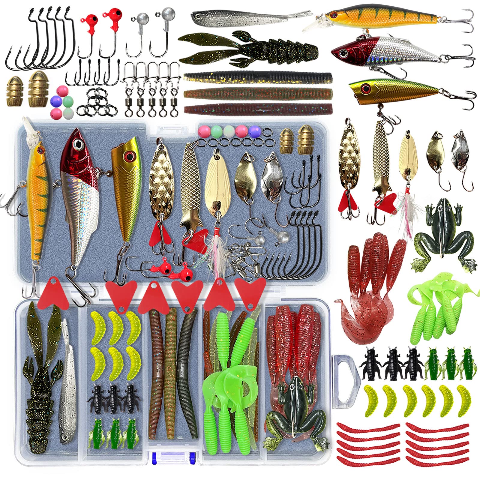 UperUper Fishing Lures Kit Set, Baits Tackle Including Crankbaits, Topwater, Spinnerbaits, Worms, Jigs, Hooks, Tackle Box and More Fishing Gear Lure for Bass Trout 🍁 All In One Marketplace Canada