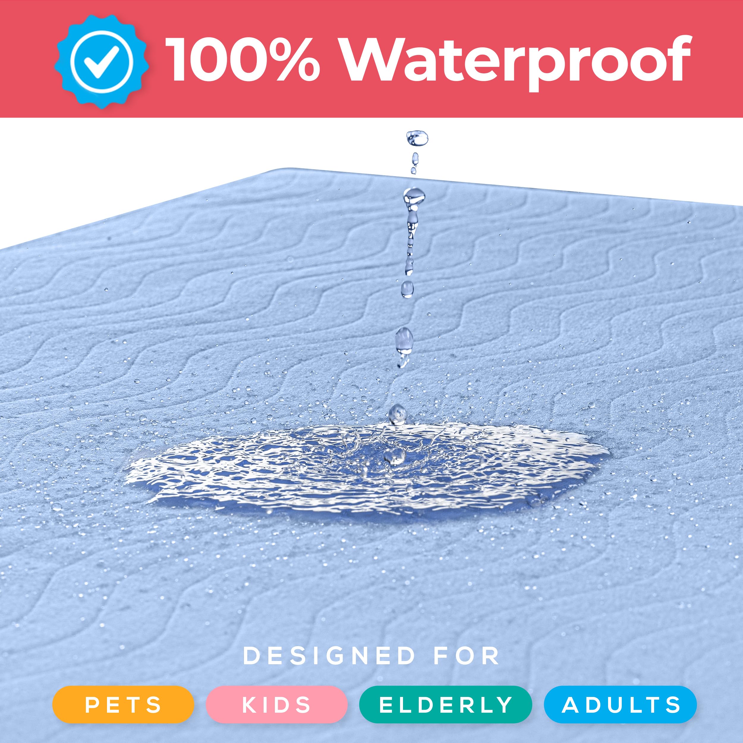 Utopia Bedding (Pack of 2) Waterproof Incontinence Pads Quilted Washable & Absorbent Bed Pad for Adults and Kids 34 x 36 inches (Blue) 🍁 All In One Marketplace Canada