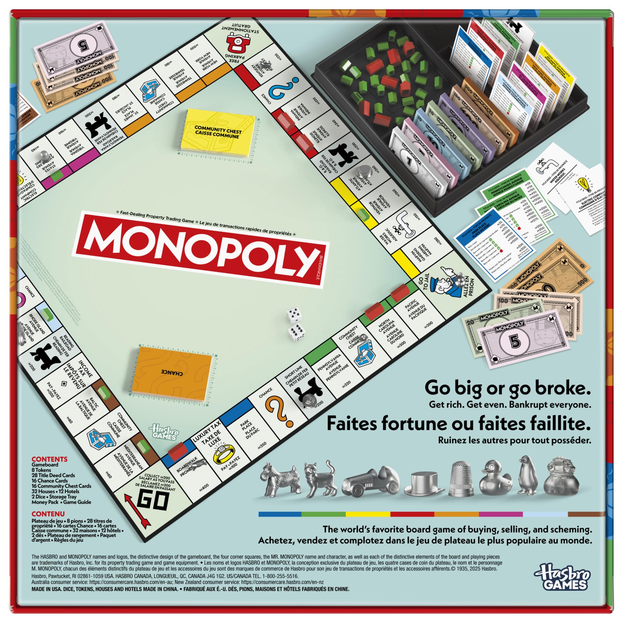 Monopoly Board Game | Classic Game with Storage Tray and Larger Tokens | Ages 8+ | 2 to 6 Players | Family Games for Kids and Adults | Kids Gifts (English & French) 🍁 All In One Marketplace Canada