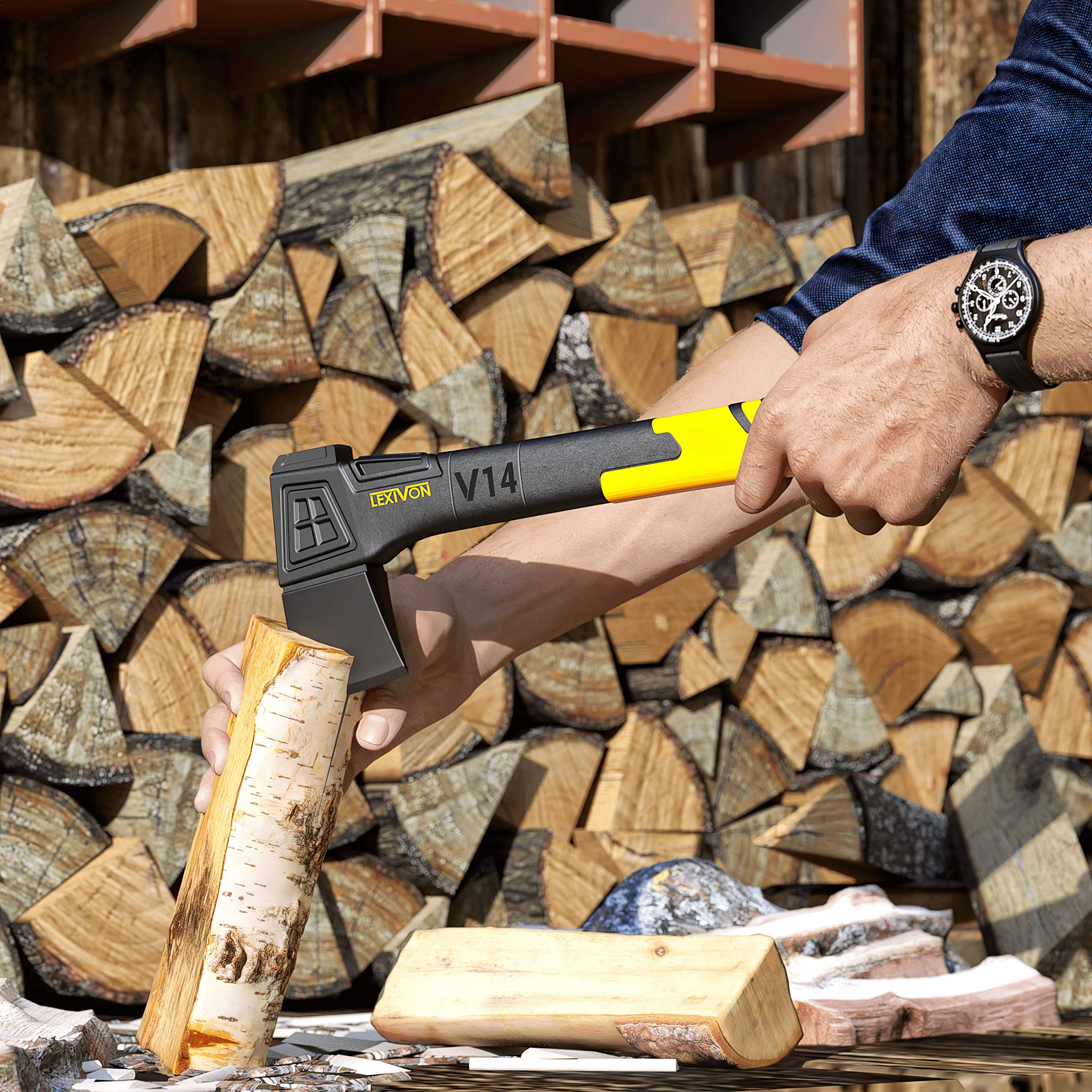 LEXIVON V14 Camping Hatchet, 14-Inch Axe | Ergonomic TPR Grip, Lightweight Fiber-Glass Composite Handle | Protective Carrying Sheath Included (LX-V14) 🍁 All In One Marketplace Canada
