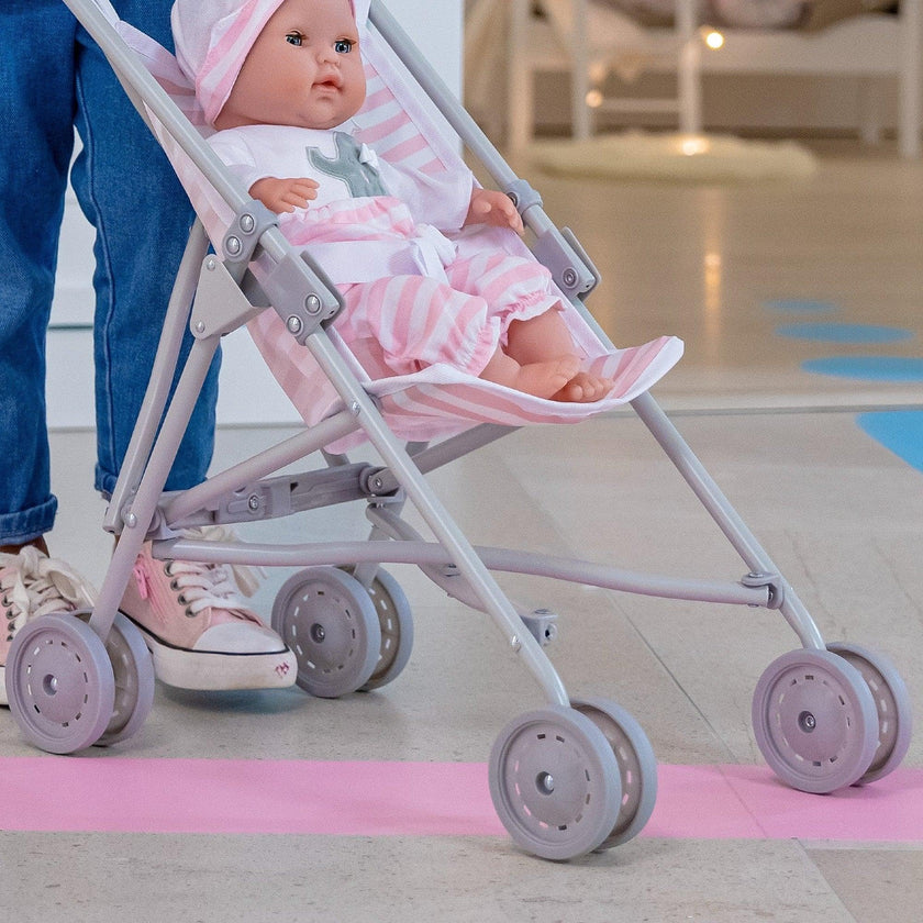 JC Toys | Berenguer Boutique | Single Umbrella Baby Doll Stroller | Elephant Theme | Pink | Ages 2 + 🍁 All In One Marketplace Canada
