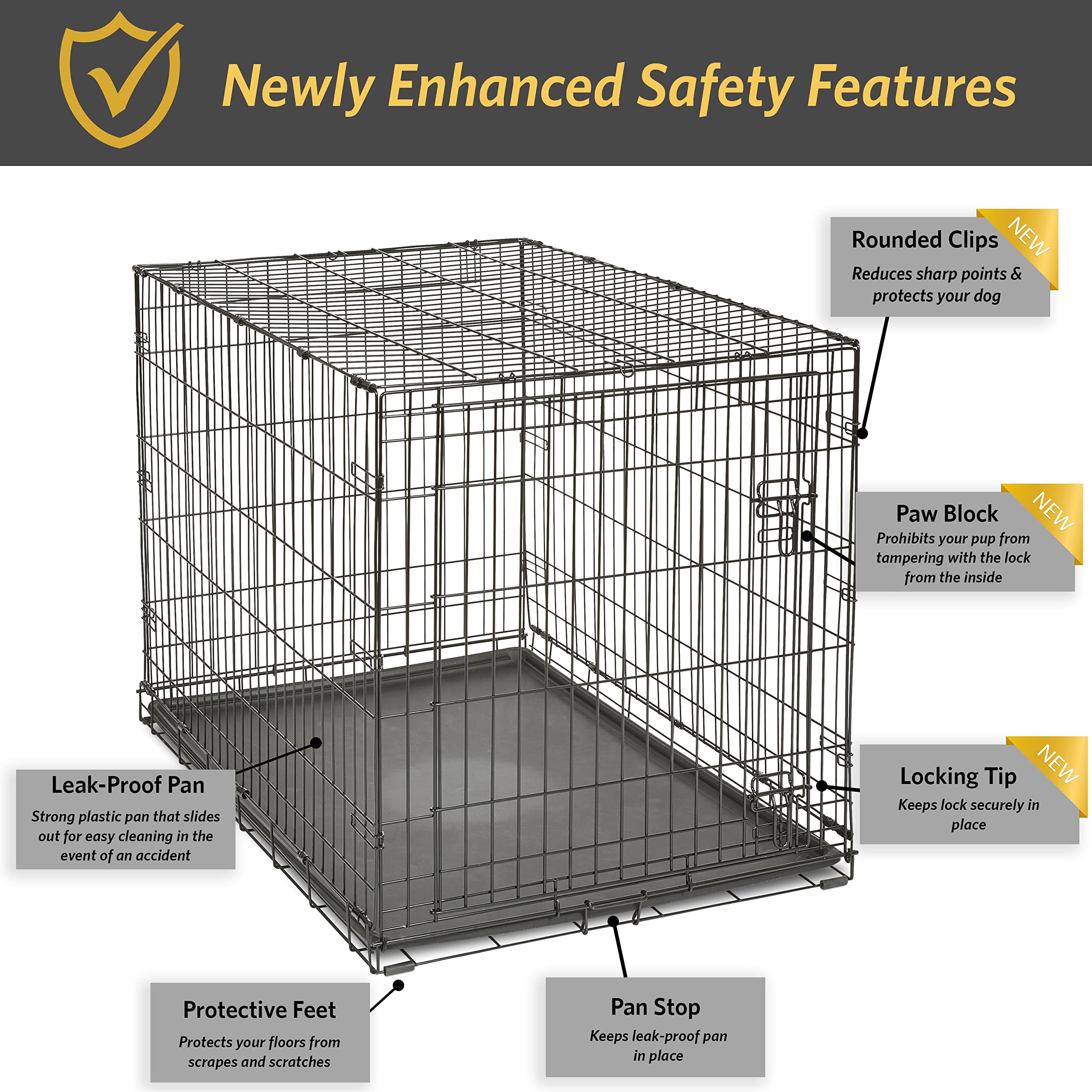 MidWest Homes for Pets 42-Inch New World Crate for Large Breeds, 71-90 lbs, Single Door Folding Dog Crate, Leak-Proof Tray & Secure Latch, Portable, Durable & Easy to Assemble 🍁 All In One Marketplace Canada