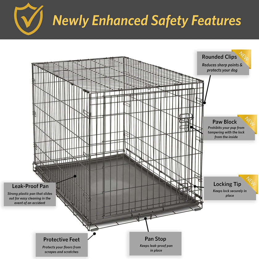 MidWest Homes for Pets 42-Inch New World Crate for Large Breeds, 71-90 lbs, Single Door Folding Dog Crate, Leak-Proof Tray & Secure Latch, Portable, Durable & Easy to Assemble 🍁 All In One Marketplace Canada