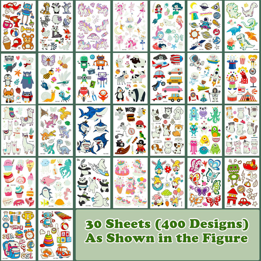 Temporary Tattoos Kids 400 Pcs Glow In The Dark Tattoos for Kids,Waterproof Skin Fake Tattoos Stickers for Boy and Girl,Luminous Kids Tattoos for Birthday Game Activities Holiday Party Favors etc 🍁 All In One Marketplace Canada