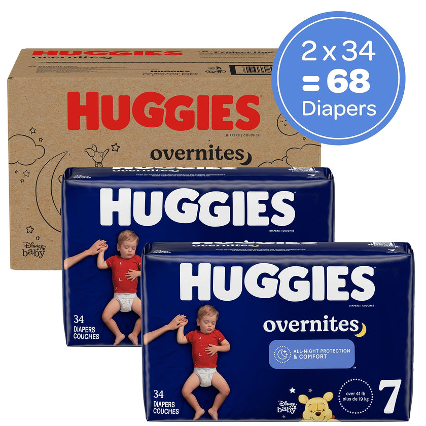 Overnight Diapers Size 7 (41+ lbs), 68 Ct, Huggies Overnites Nighttime Baby Diapers 🍁 All In One Marketplace Canada