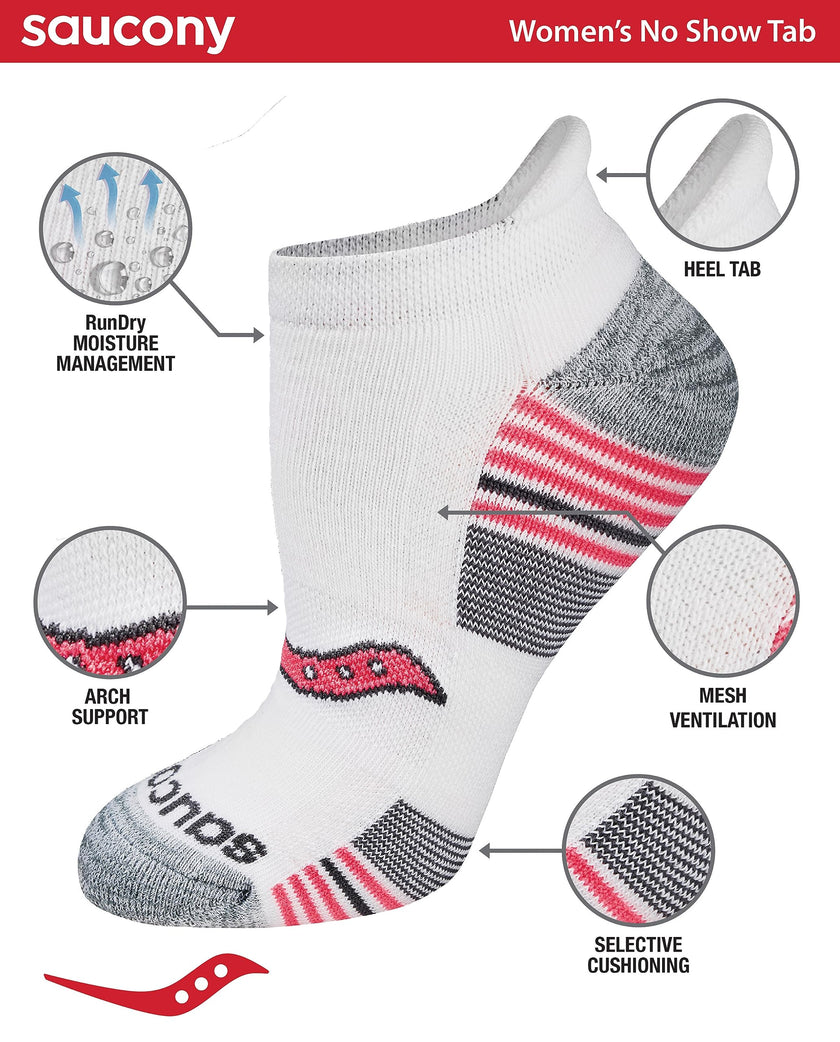 Saucony Women's Performance Heel Tab Athletic Socks (8 & 16 Pairs), Grey Fashion (8 Pairs), Shoe Size: 5-10 🍁 All In One Marketplace Canada