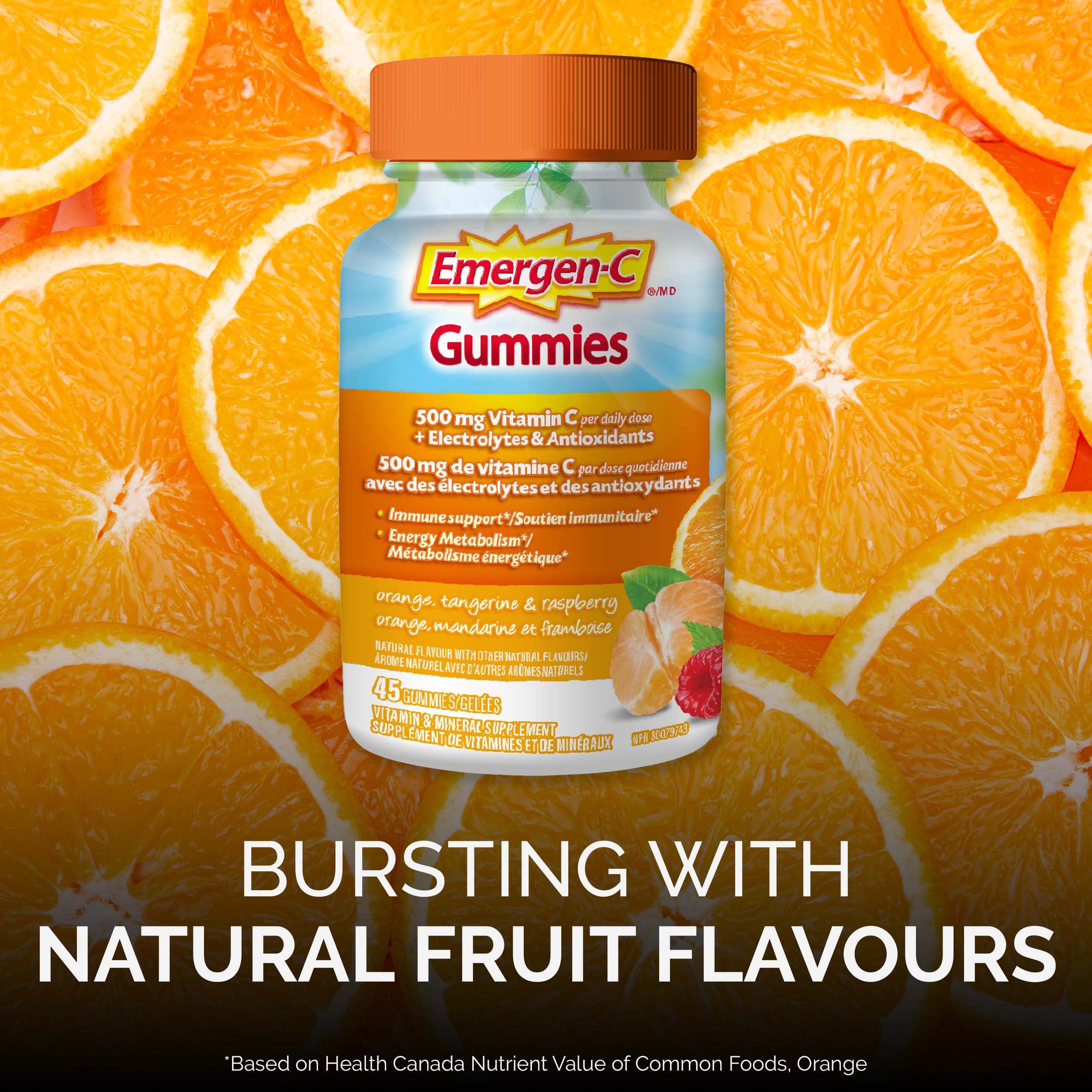 Emergen-C Immune Support Gummies, A Boost of Vitamins and Minerals, Orange, Tangerine & Raspberry Mix, 45 Gummies 🍁 All In One Marketplace Canada