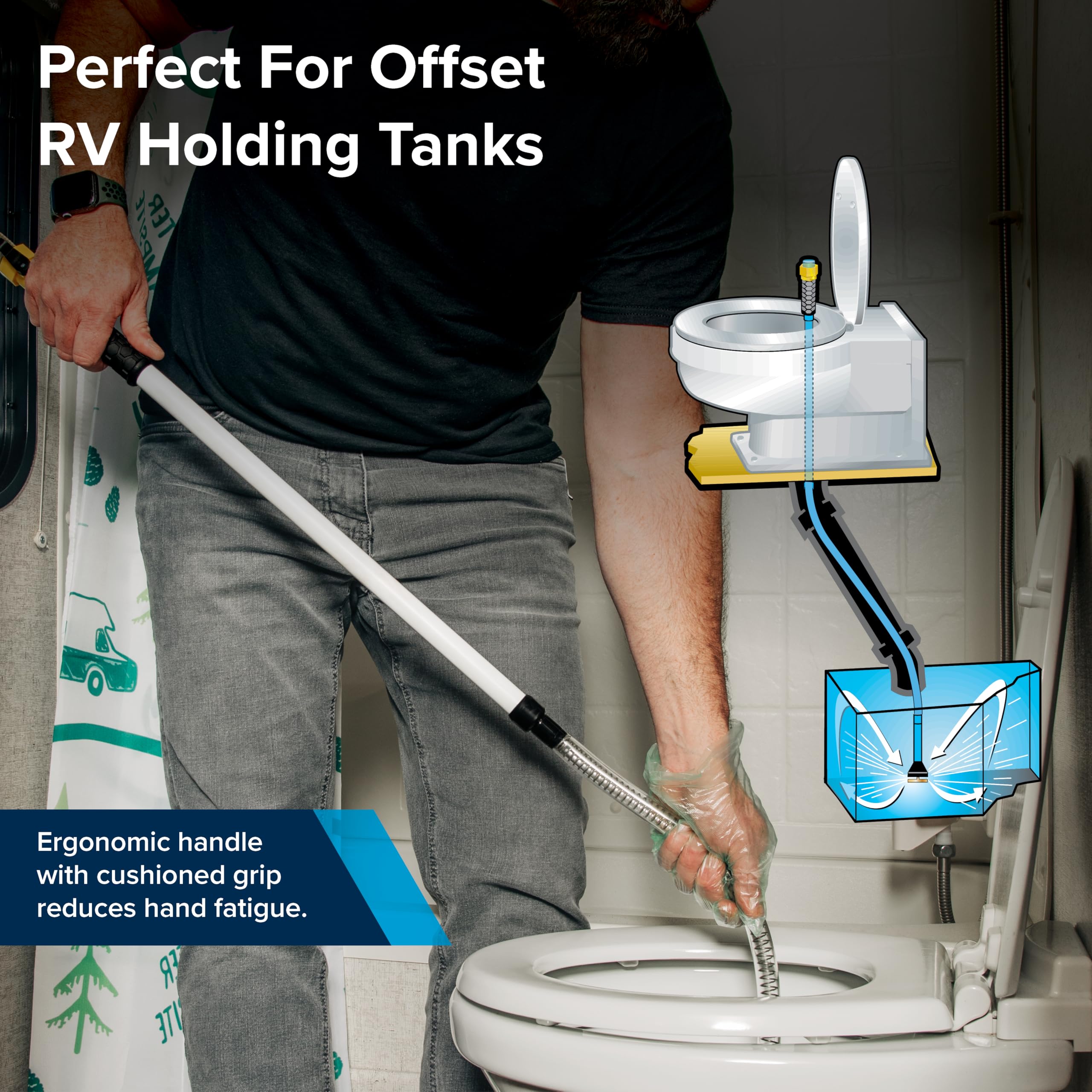 Camco Camper/RV Holding Tank Swivel Stik Rinser | Features Powerful Rotary Cleaning Action & 34-Inches of Flexible Reach | Equipped with 1/4 Turn Shutoff Valve & Ergonomic Easy Grip Handle (40074) 🍁 All In One Marketplace Canada