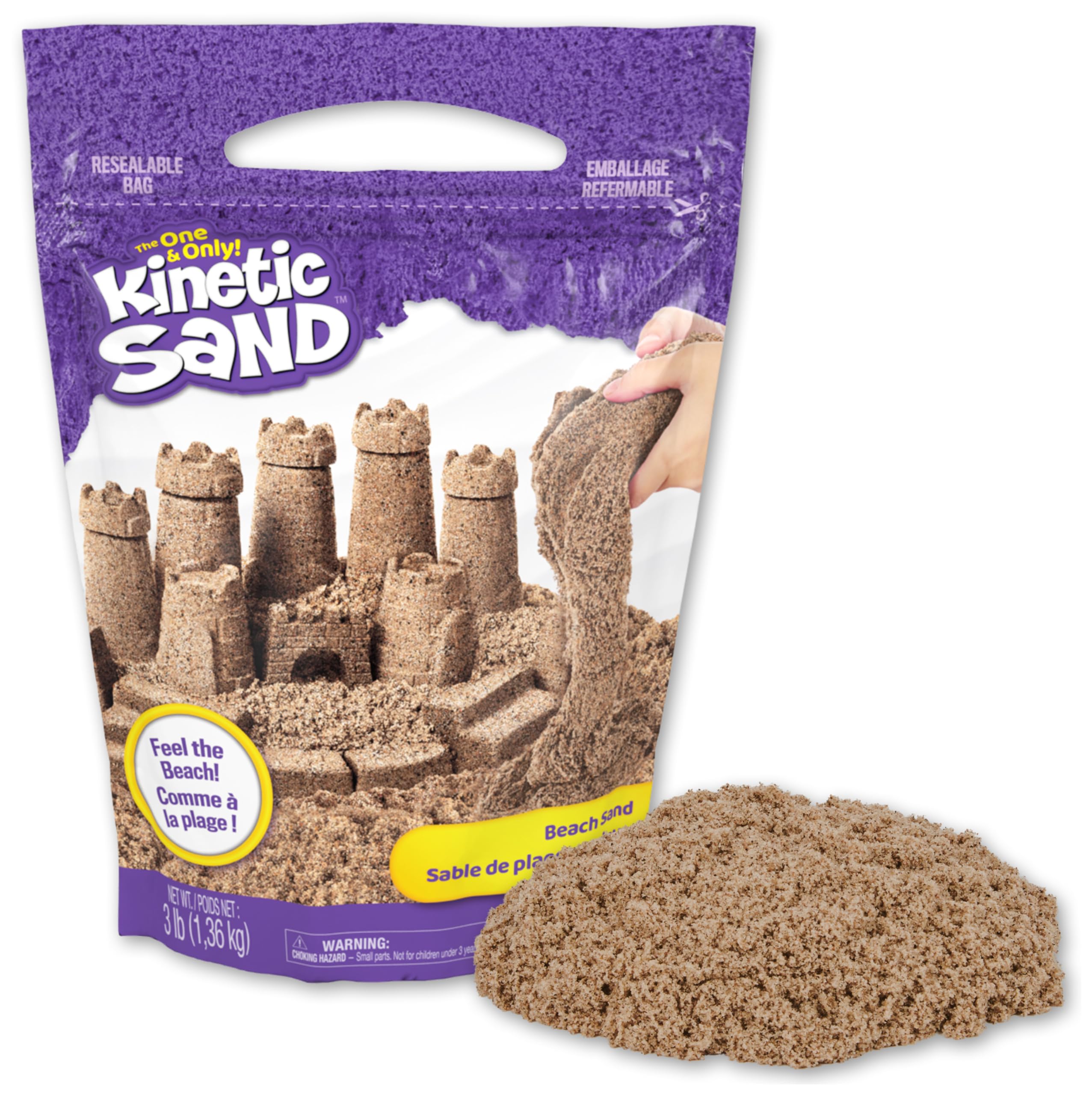 Kinetic Sand, 3lbs Beach Play Sand, Moldable Sensory Toys for Kids, Resealable Bag (Packaging May Vary), for Ages 3 and up 🍁 All In One Marketplace Canada
