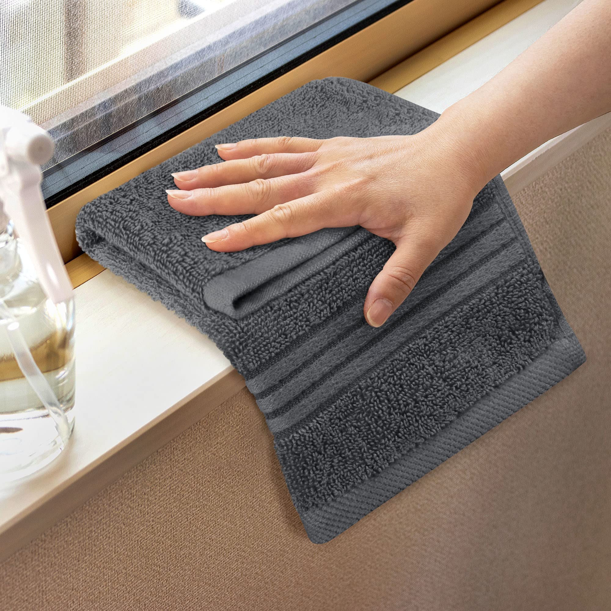 Utopia Towels 12 Pack Premium Wash Cloths Set, 12 by 12 Inches, 100% Cotton Ring Spun, Highly Absorbent and Soft Feel Washcloths for Bathroom, Spa, Gym, and Face, Grey 🍁 All In One Marketplace Canada