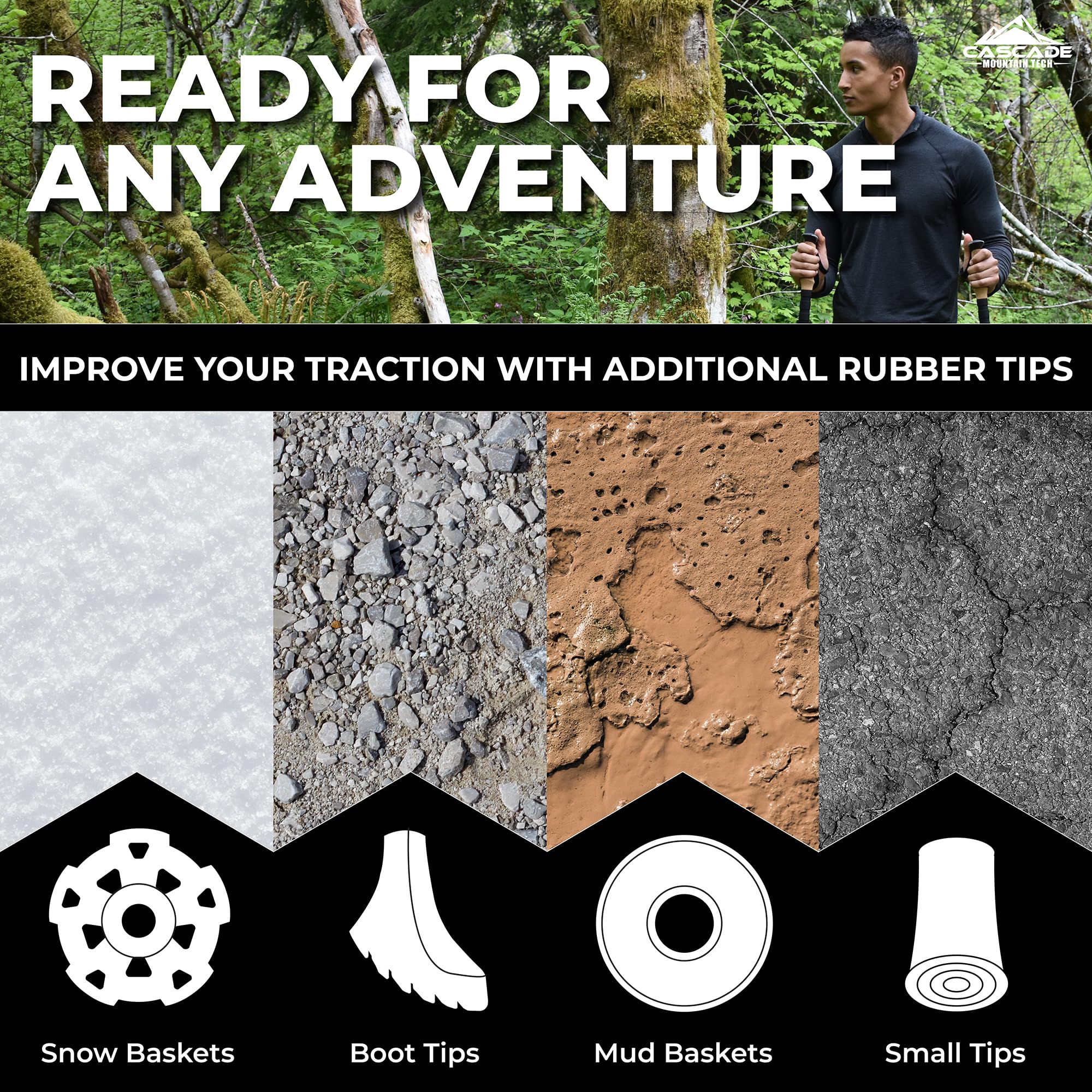 Cascade Mountain Tech Aluminum Adjustable Lightweight Trekking Poles with Cork Grip and Quick Lock for Hiking, Walking and Running in All Terrains 🍁 All In One Marketplace Canada